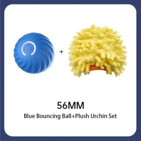 Interactive Bouncing Ball For Dogs,Automatic Smart Toy, Self-moving Rotating Stimulating Pet Entertainment, Noise-Reducing Urchin Cover,USB Rechargeab (size: Blue Ball(56mm)+Plush Urchin Set GTIN)