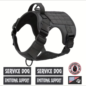 Hiphoppet US Local Tactical Service Dog Harness Vest Adjustable Reflective No Pulling Large Dog Harness With Metal Buckle (Option: Black-S)